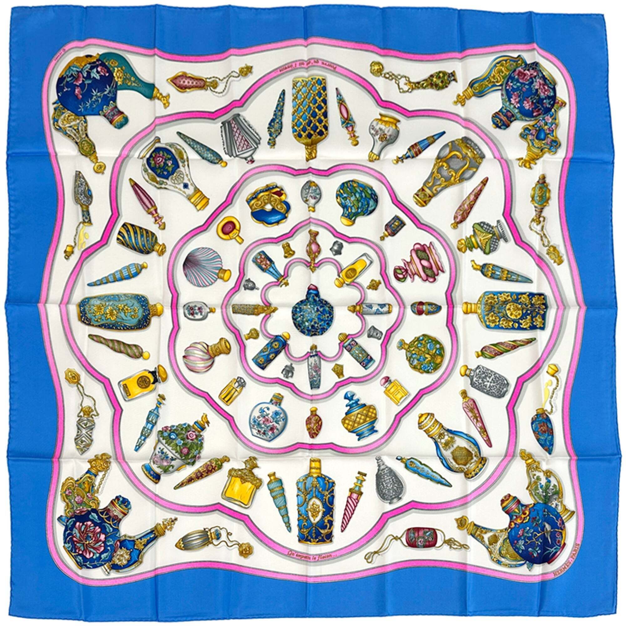 Hermes Authentic Blue Silk Scarf